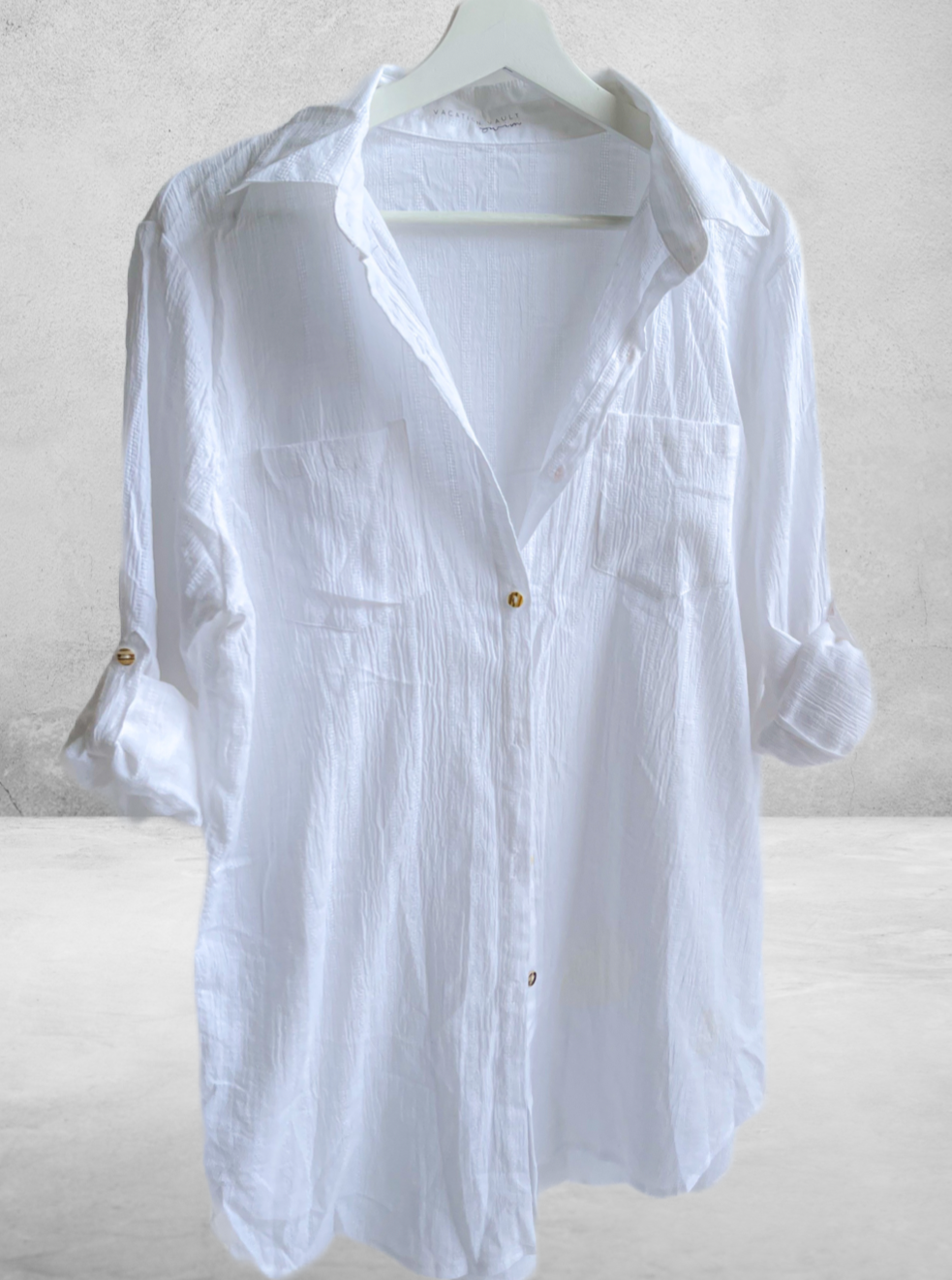 White Linen Cover-up Shirt